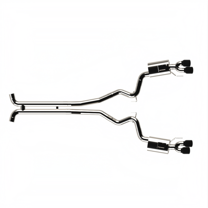 Ford Mustang Performance Exhaust - Kooks Headers - Cat Back, H-Pipe, 3in. Mandrel Bent 304 Stainless Steel Tubing, Slash Cut Black Coated Quad Tips - Black - `18-`20